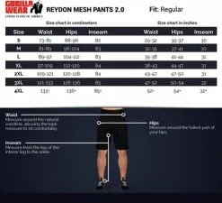 Gorilla Wear Reydon Mesh Pant 2.0 - Sort -Treningsklær butikk w1200h1092 2