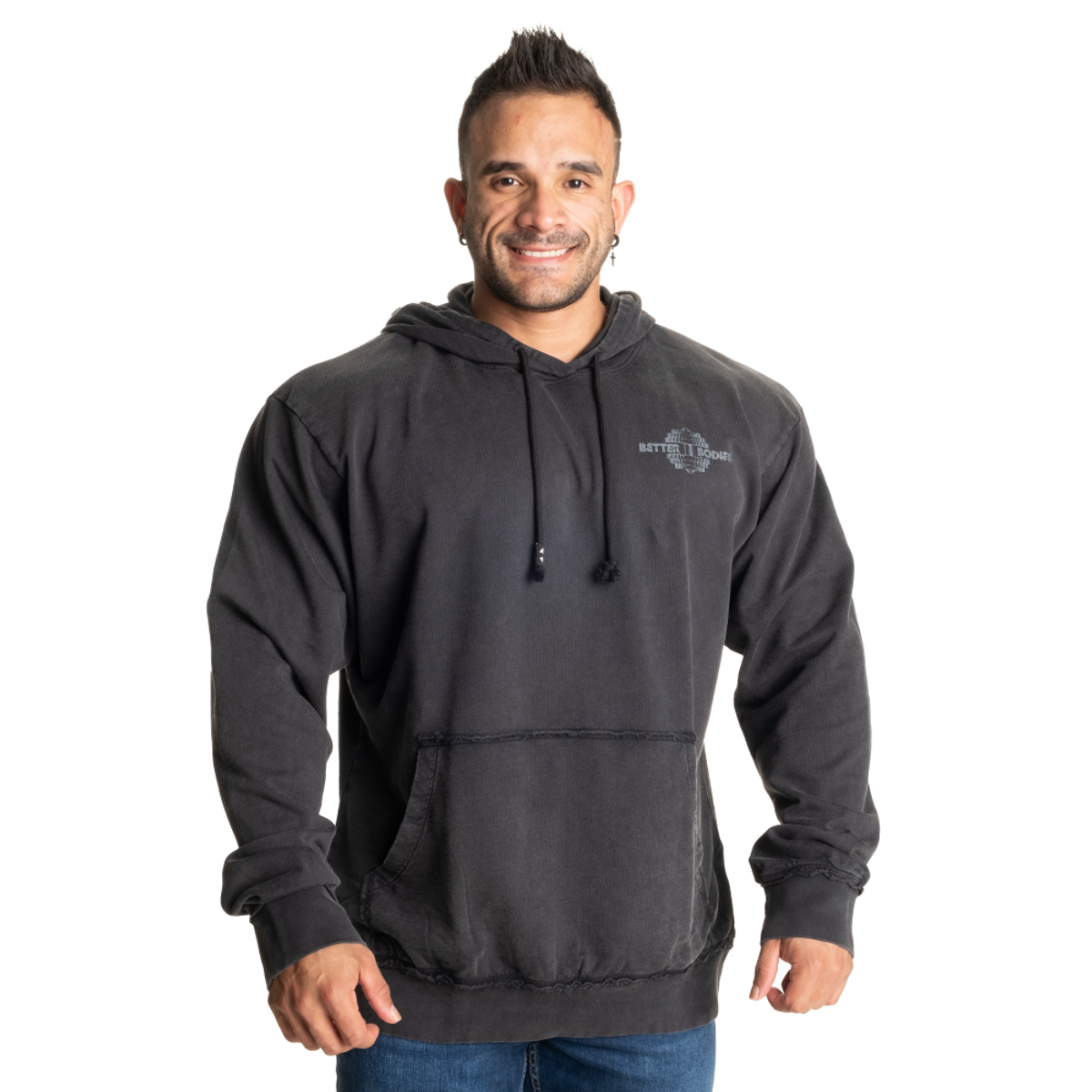 Better Bodies Washed Hoodie, Sort Hettegenser 1 Better Bodies Washed Hoodie, Sort Hettegenser