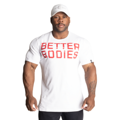 Better Bodies Basic Tapered Tee, Hvit/rød T-skjorte