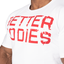 Better Bodies Basic Tapered Tee, Hvit/rød T-skjorte -Treningsklær butikk w1200h1200 784