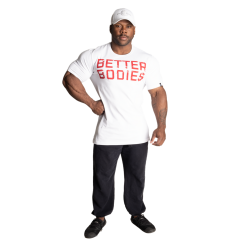 Better Bodies Basic Tapered Tee, Hvit/rød T-skjorte -Treningsklær butikk w1200h1200 785